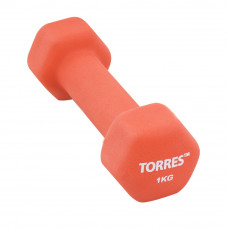 Гантель TORRES 1кг PL55011, металл в неопреновой оболочке, форма шестигранник, красный Гантель TORRES 1кг PL55011, металл в неопреновой оболочке, форма шестигранник, красный