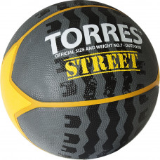 Мяч баск. "TORRES Street" арт.B02417, р.7, 7 панел.резина, нейлон.корд, бут. кам., серо-желто-бел