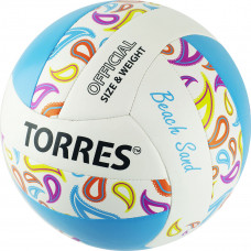Мяч вол. пляжн. "TORRES Beach Sand Blue" арт.V32095B, р.5, синт.кожа (ТПУ),маш.сш,бут.к,бел-голуб