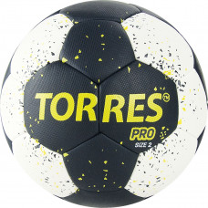 Мяч ганд. "TORRES PRO" арт.H32162, р.2, ПУ, 4 подкл. слоя, гибрид. сшивка, черно-бел-желт