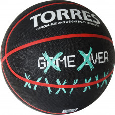 Мяч баск. "TORRES Game Over" B02217, р.7, резина, нейлон. корд, бут. кам., черный