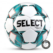Мяч футбольный SELECT Brillant Replica 811608-004, разм. 5, 32 пан., гл.ПВХ, маш.сш, бел-бирюз-черный