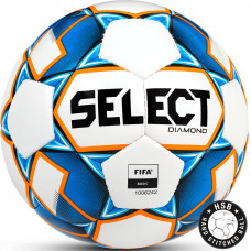 Мяч футб. "SELECT Diamond" арт.085534600-002, р.5, FIFA Basic, 32пан, гл.ТПУ, руч.сш, бело-син-оранж
