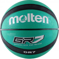 Мяч баск. "MOLTEN BGR7-GK" р.7, 12 панелей, резина, бут.кам, нейл.корд, зелено-черно-серебристый